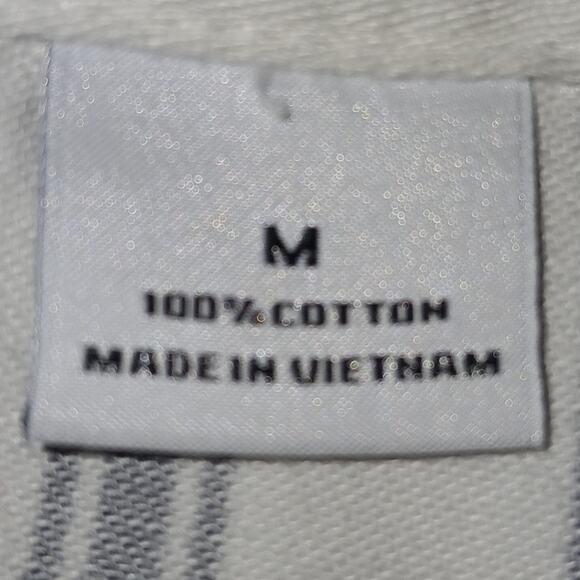 Liz Claiborne Size M Mockneck Zip Up Horizontal Striped Navy Blue White Pockets - Picture 8 of 9